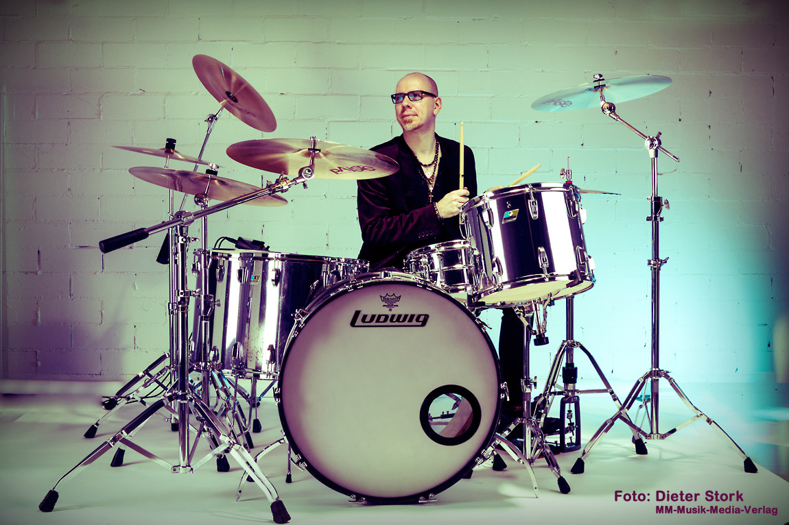 Andree und sein Ludwig-Drumset. Foto: Dieter Stork für 