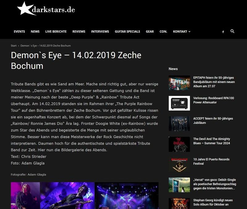 Review + geniale Fotos vom Online-Magazin DARKSTARS: Demon`s Eye – 14.02. Zeche Bochum